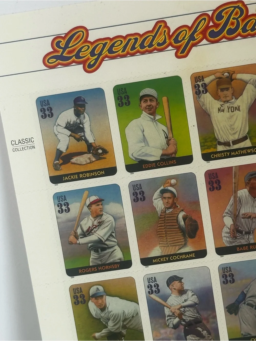 USPS 2000 Legends of Baseball Collectible Stamp Sheet COMPLETE